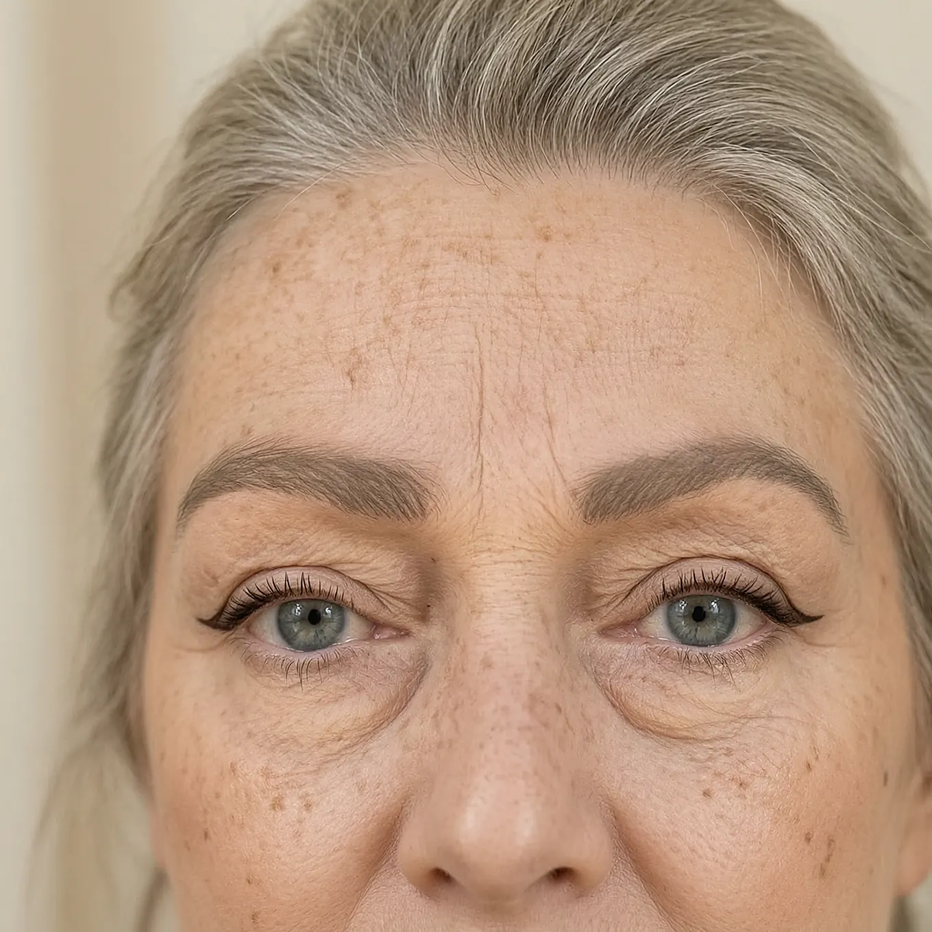 Subtiele permanente eyeliner langs de wimperrand bij een oudere vrouw